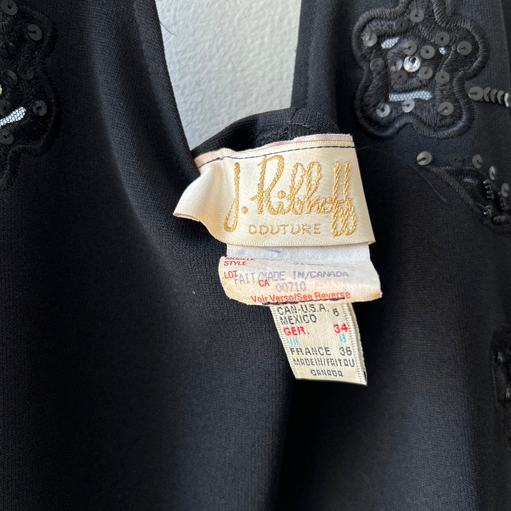 Vintage halter neck dress with floral appliqué by J. Ribkoff couture
