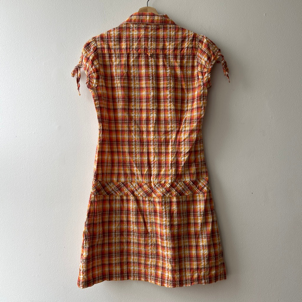 2010s orange plaid dress by mim
