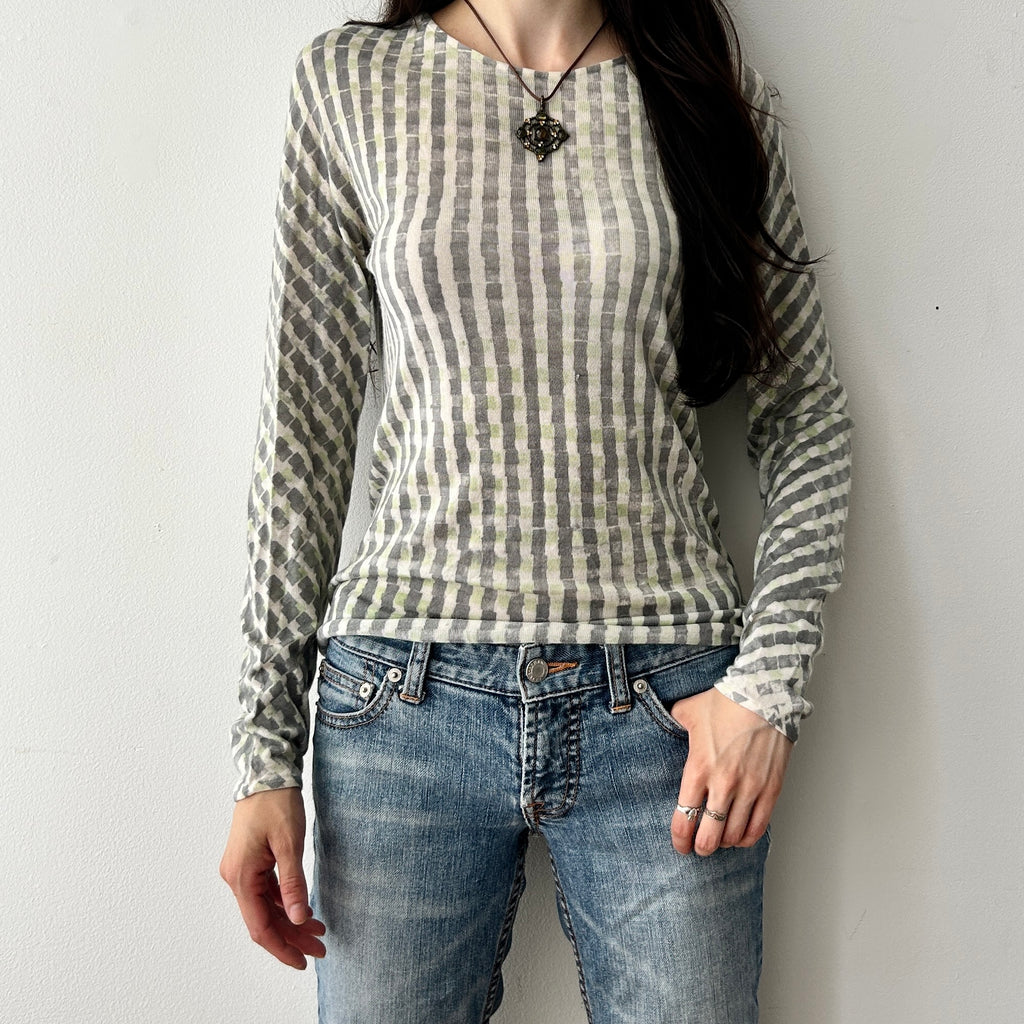 90s fine knit long sleeve top