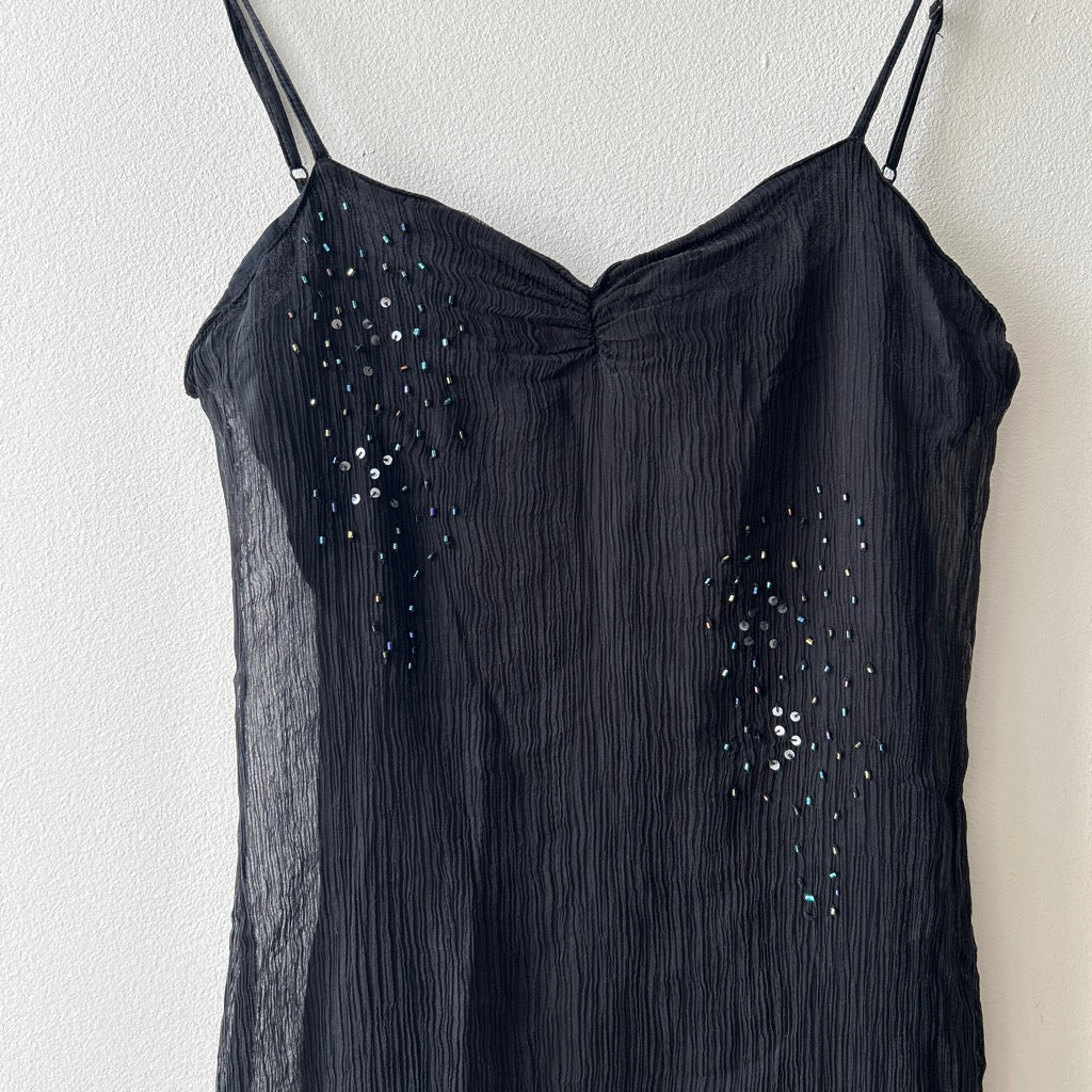 2000s embellished pleated midi dress by Etam