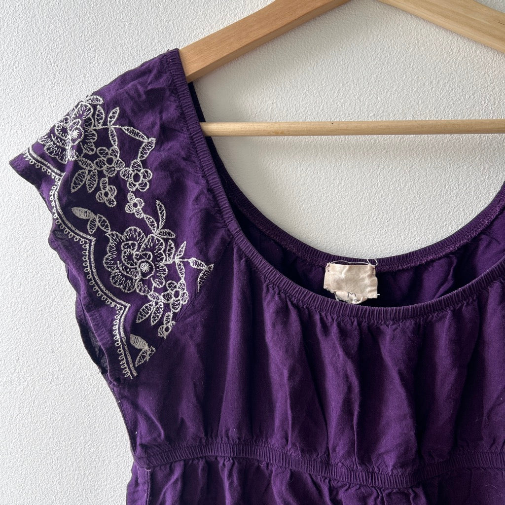 2000s embroidered babydoll dress