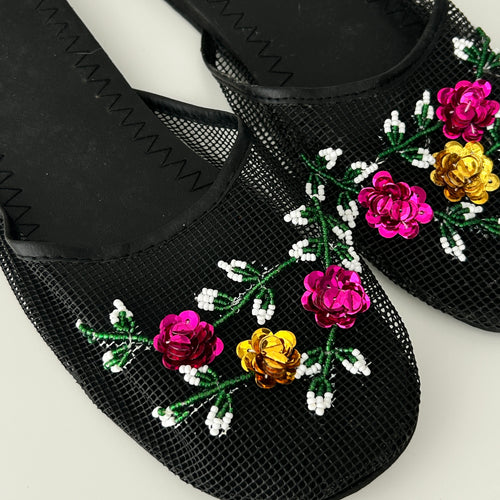 2000s beaded mesh sandals