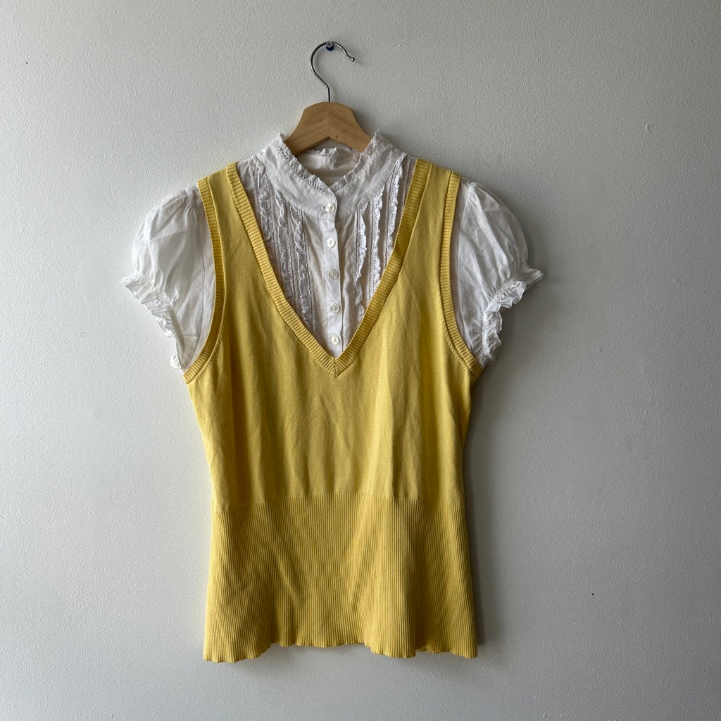 Twee silk ruffle blouse vest combo by I.N.C.