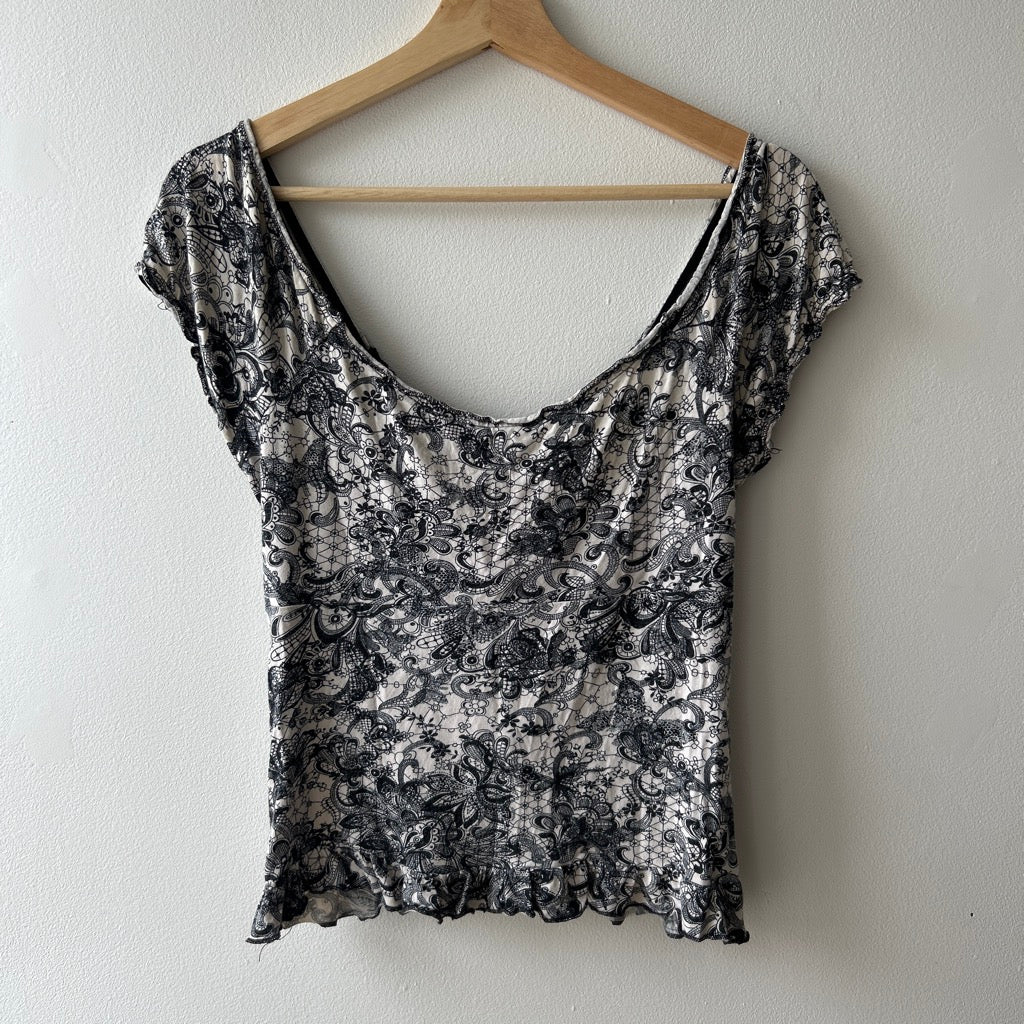 90s lace up blouse by no excuse