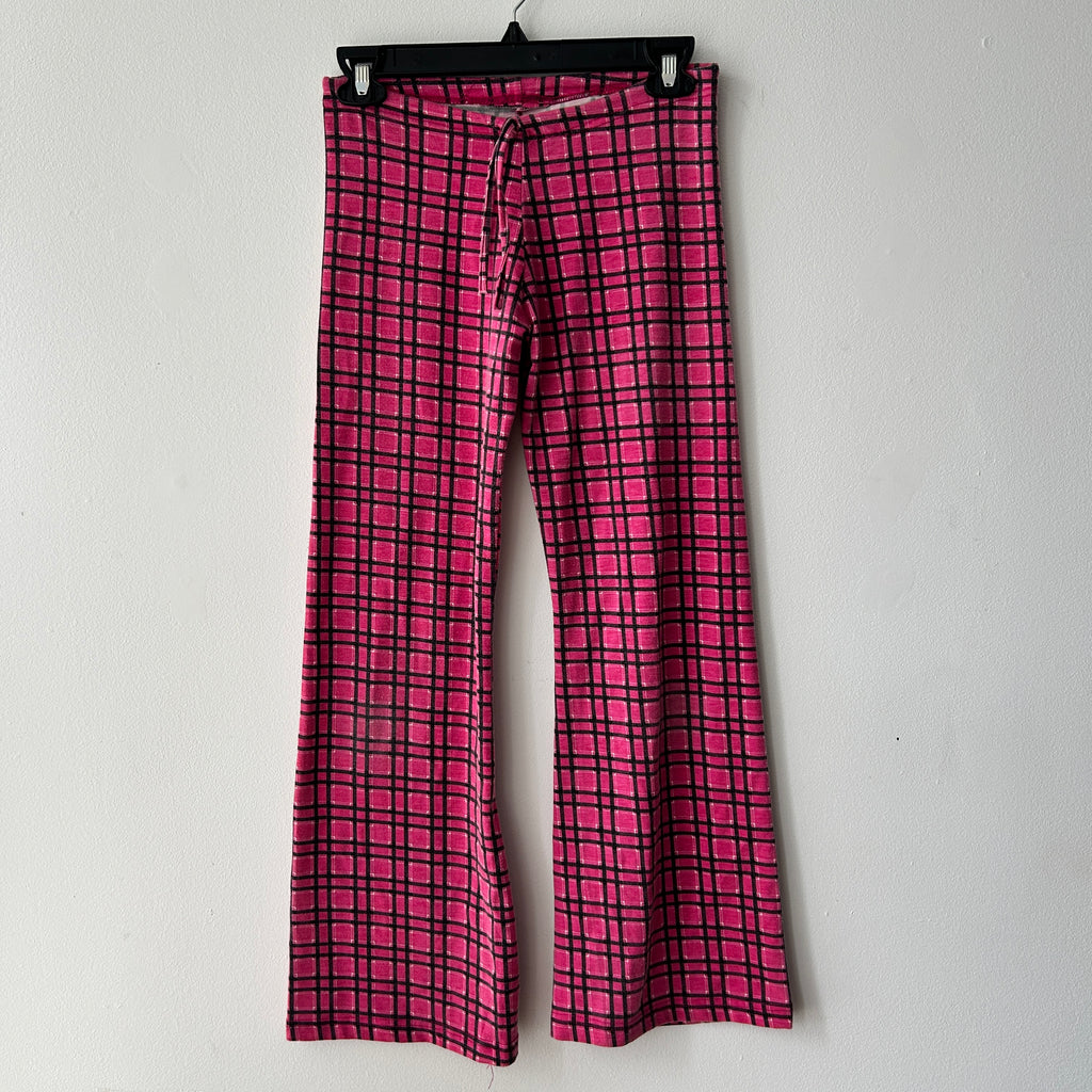 Y2K Low Rise Pink Plaid Print Pants