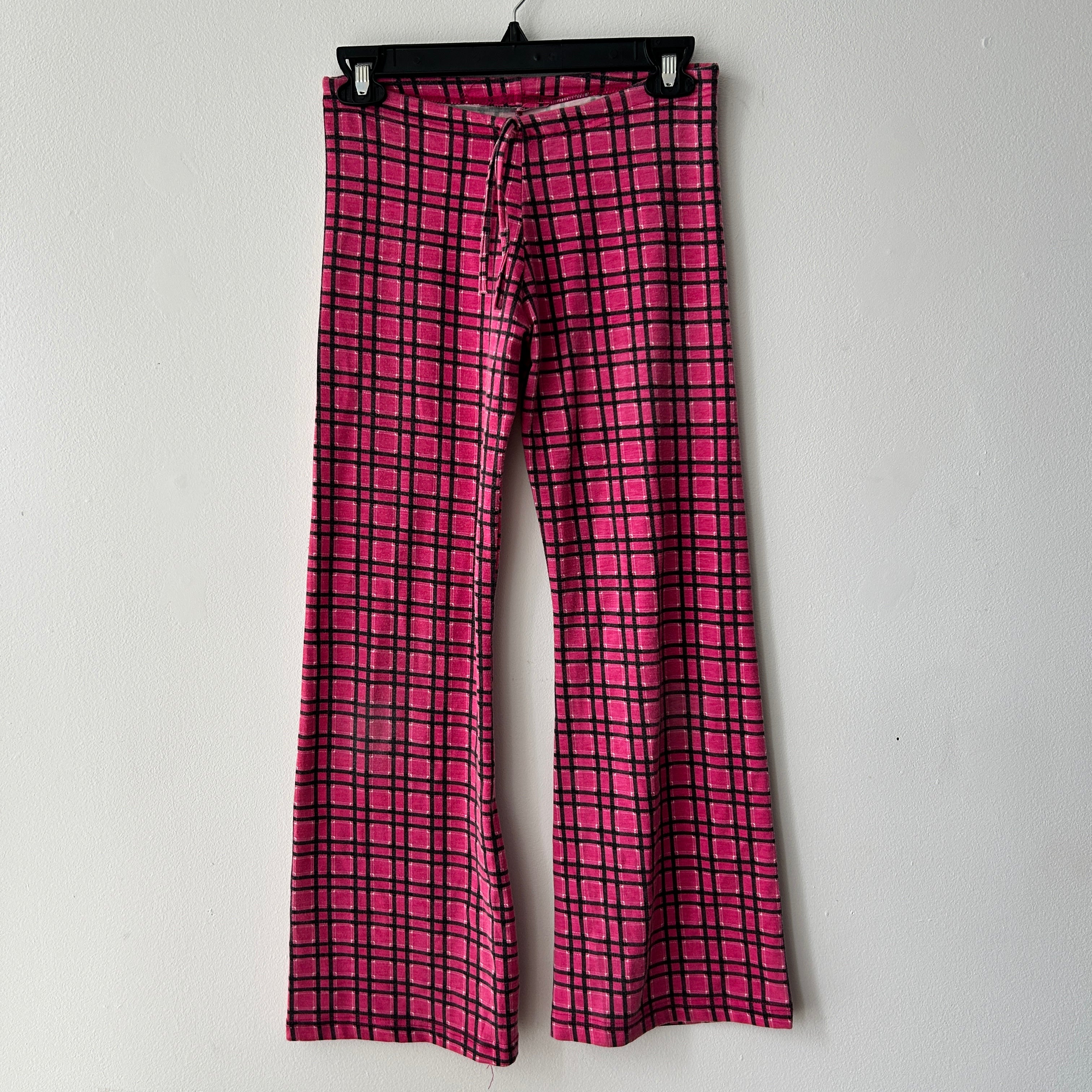 Y2K Low Rise Pink Plaid Print Pants