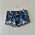 Indie sleaze bedazzled mini denim shorts