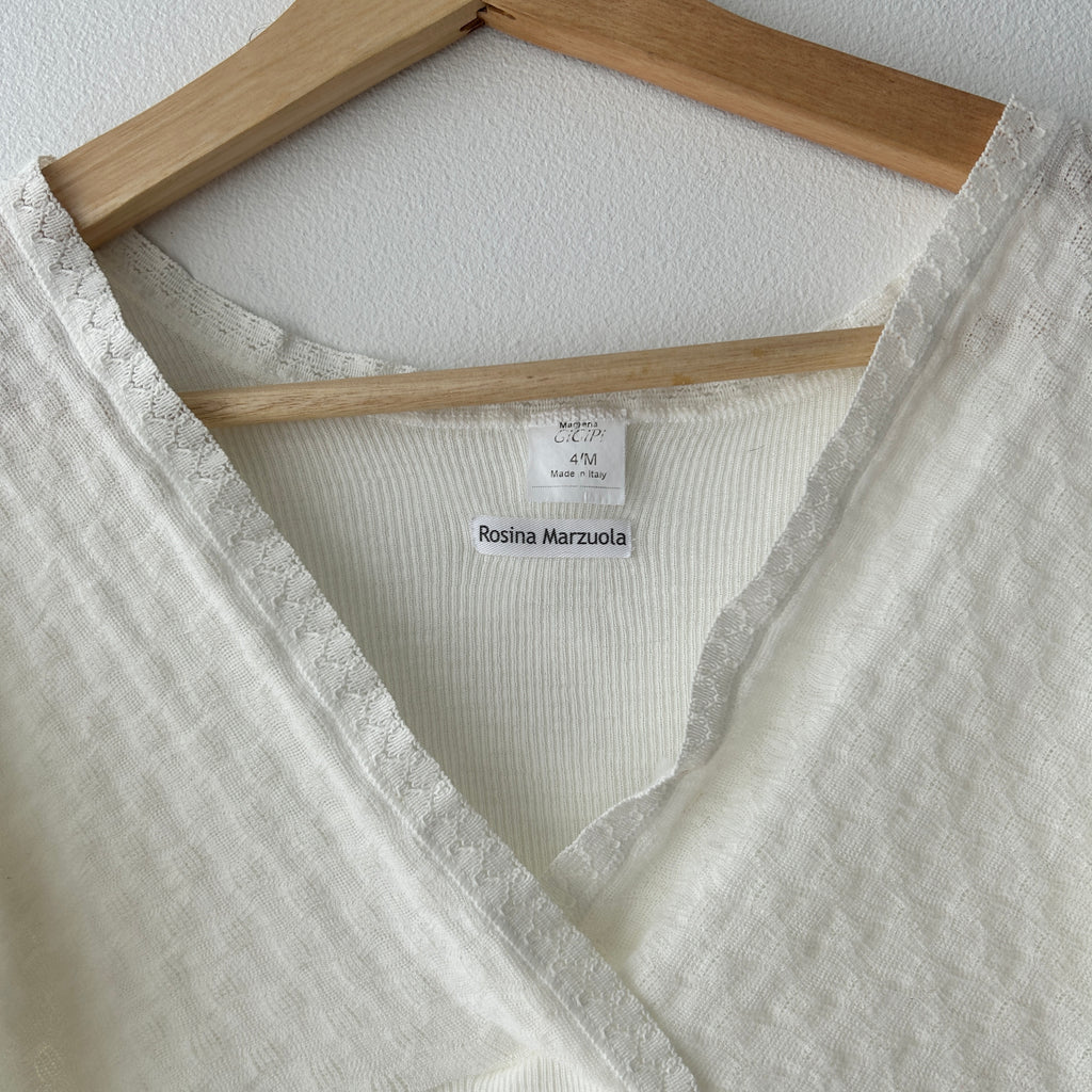 Coquette white knit top by Rosina Marzuola