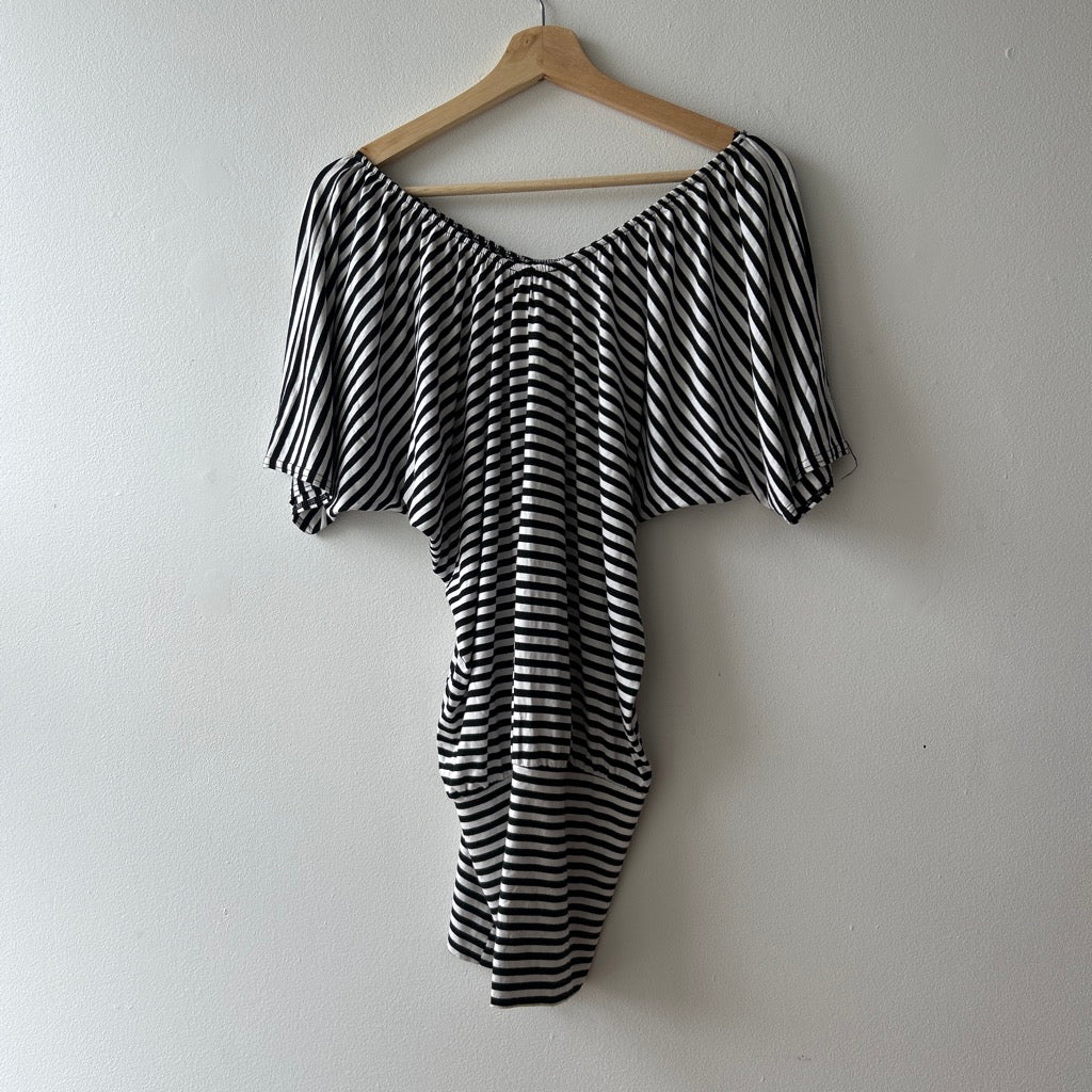 2010s slouchy striped batwing dress