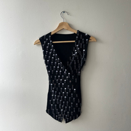 2000s beaded knit top