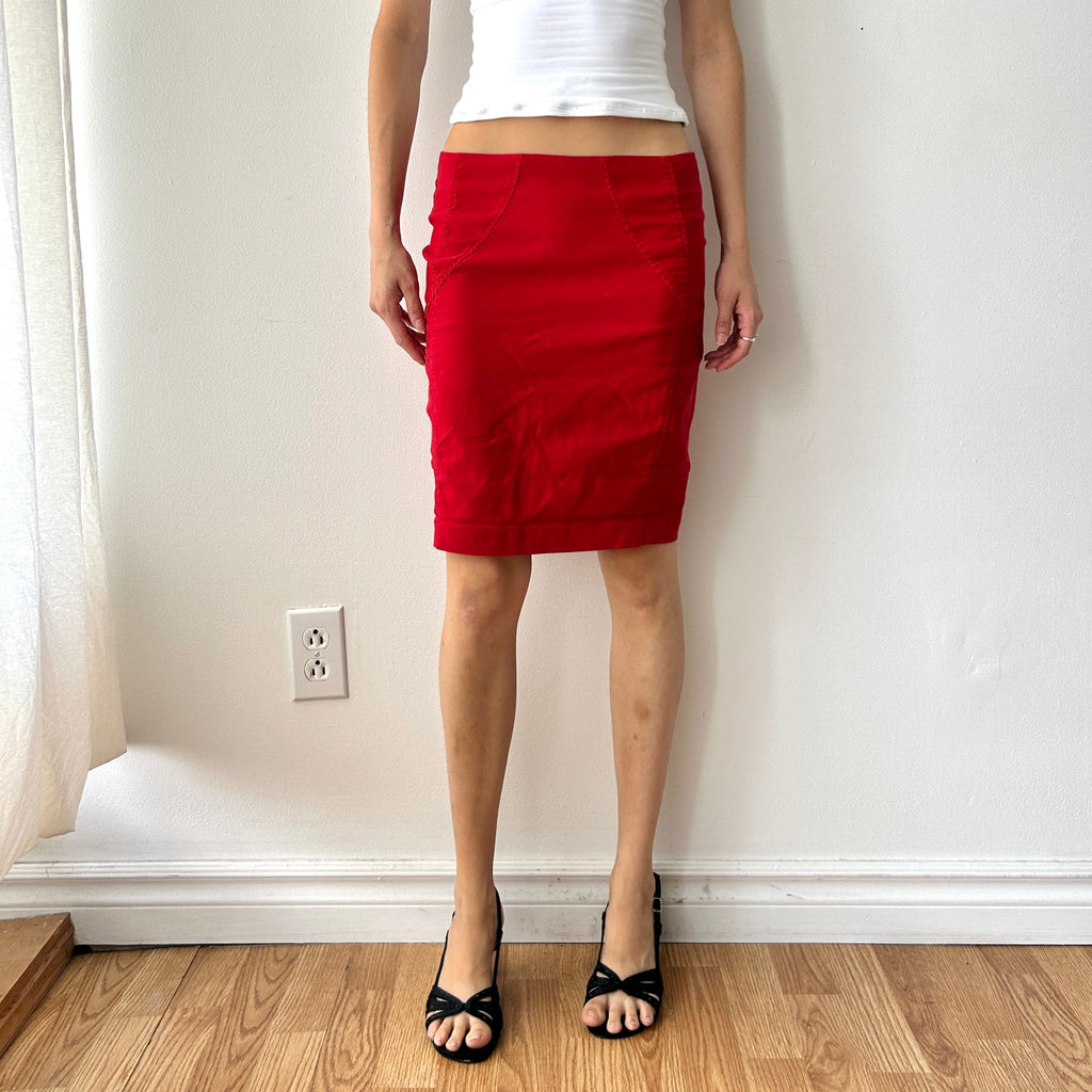 2000s red skirt by dynamite