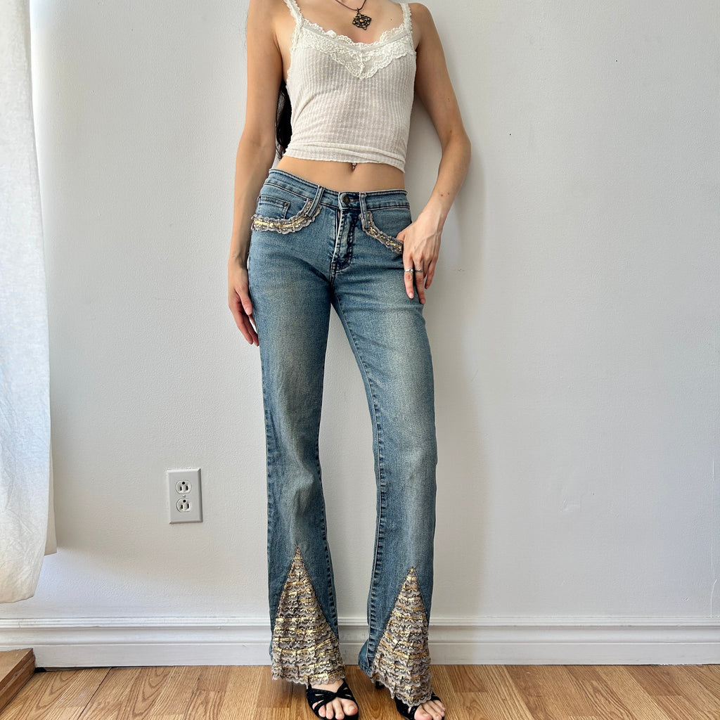 2000s booutcut pants with lace by Sandro