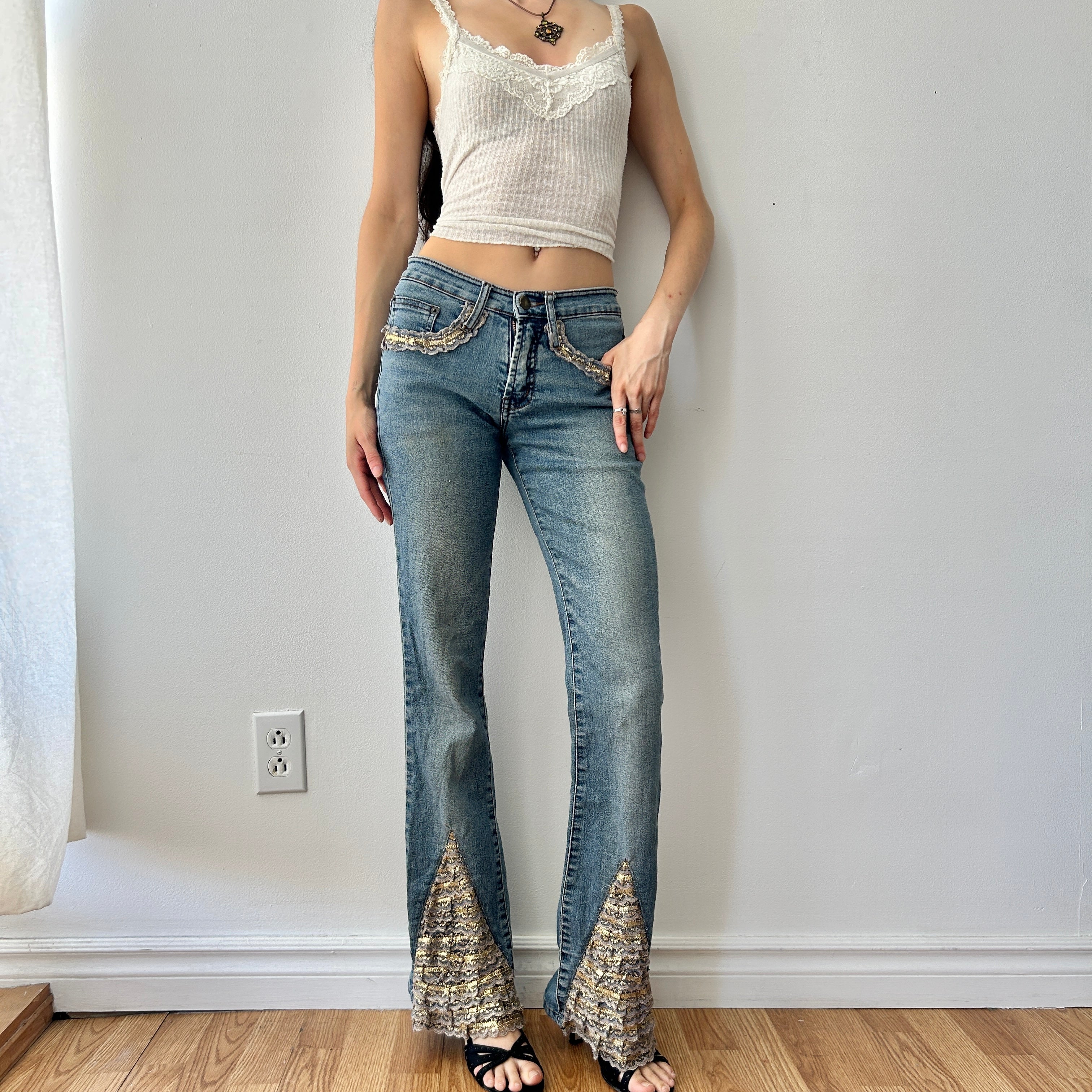 2000s booutcut pants with lace by Sandro