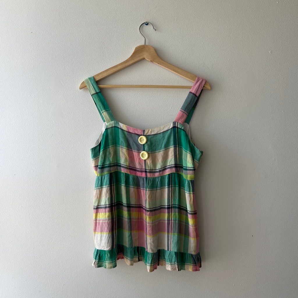 Twee plaid blouse with buttons by loft