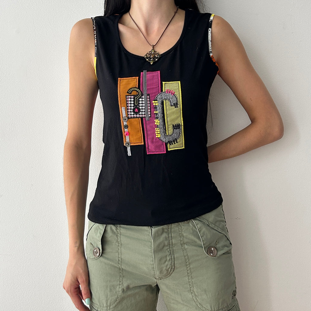 2000s mesh printed top