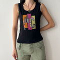 2000s mesh printed top