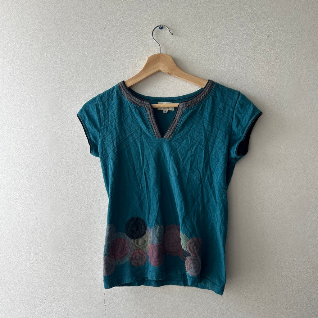 2000s embroidered teal top by kali