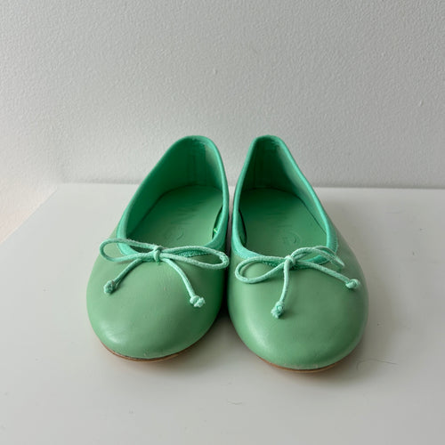 2000s mint green leather ballet flats