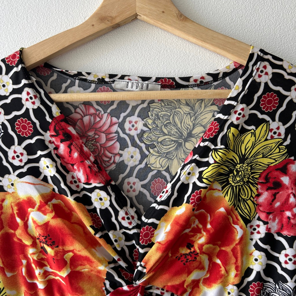 Y2K floral v neck top