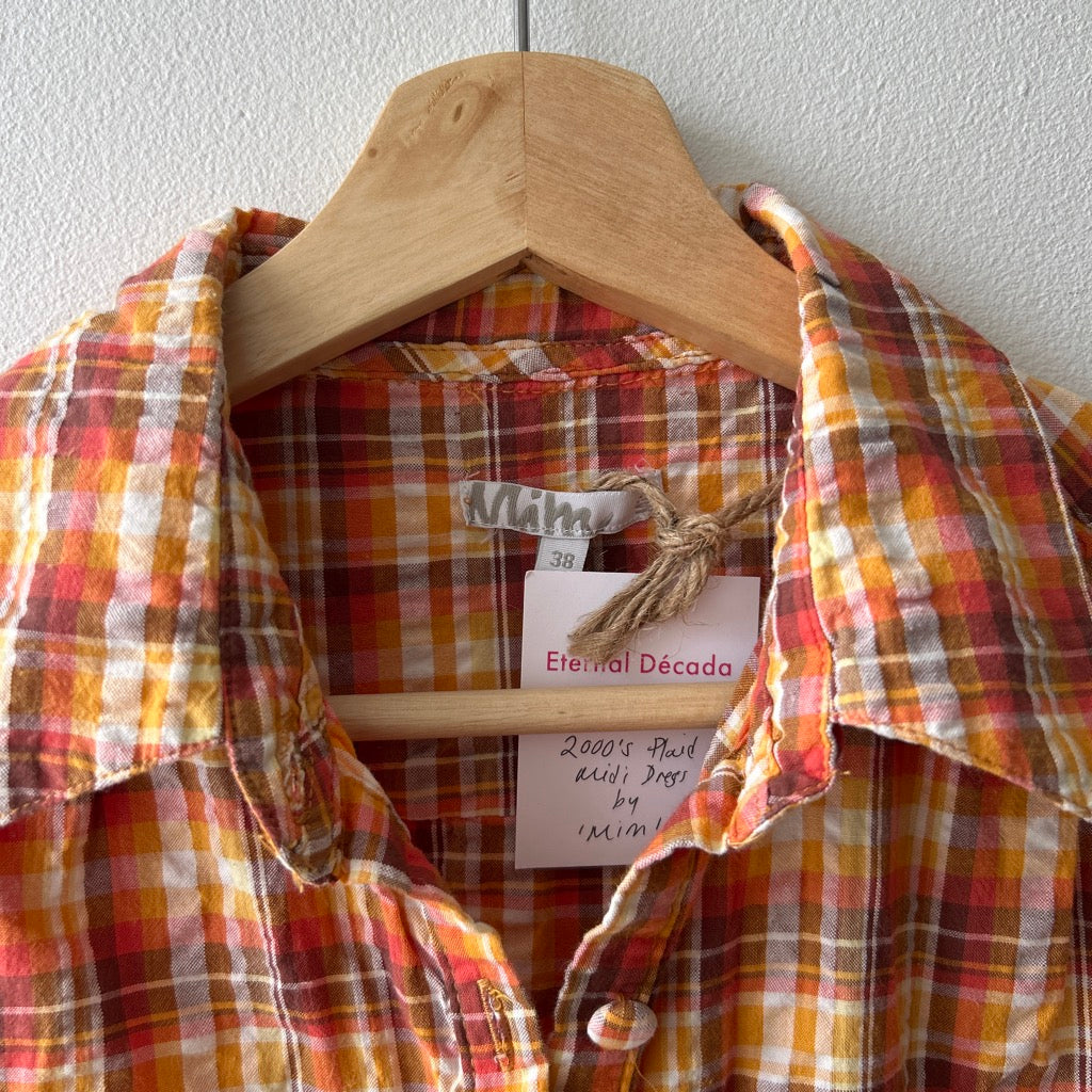 2010s orange plaid dress by mim