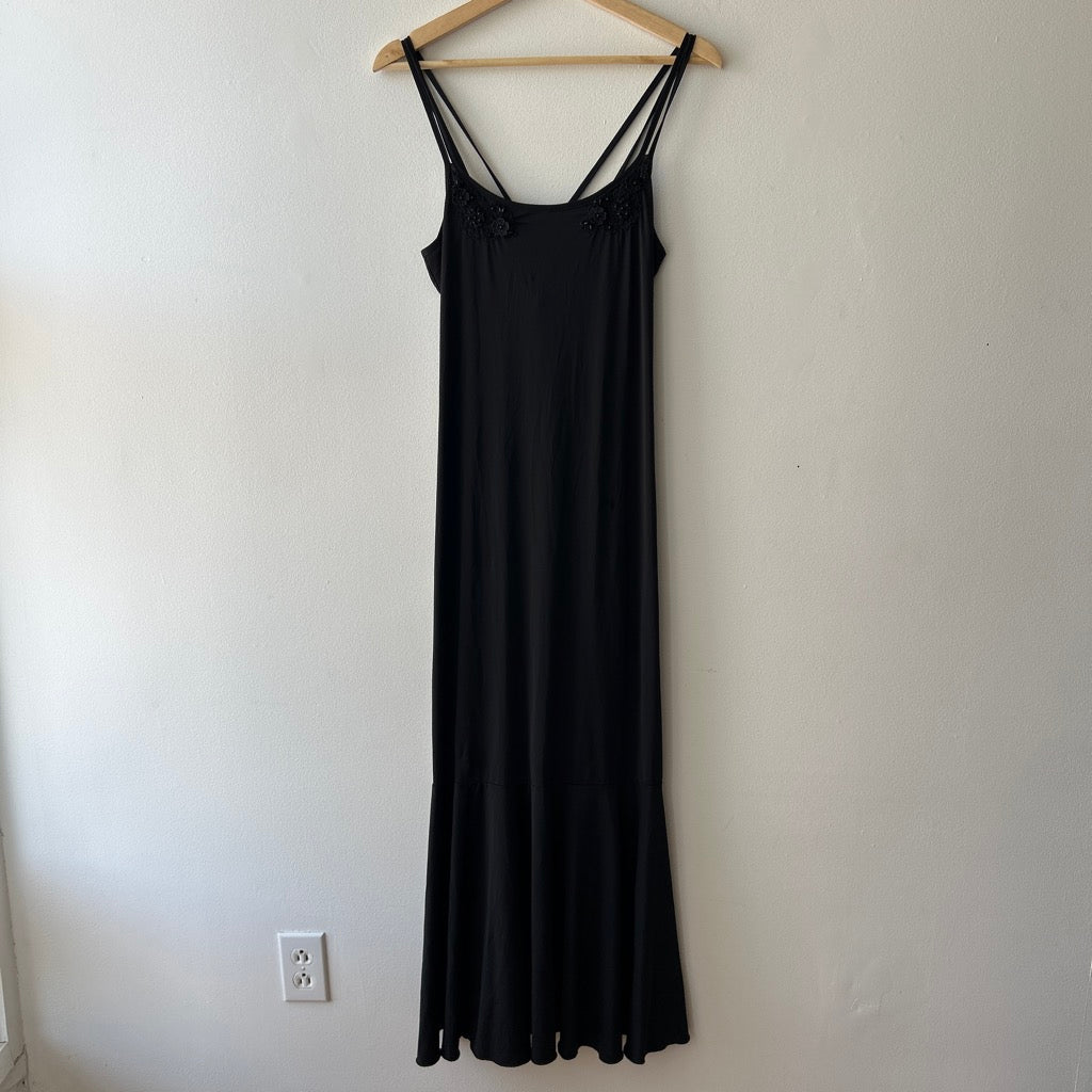 90s maxi dress with floral bead appliqué