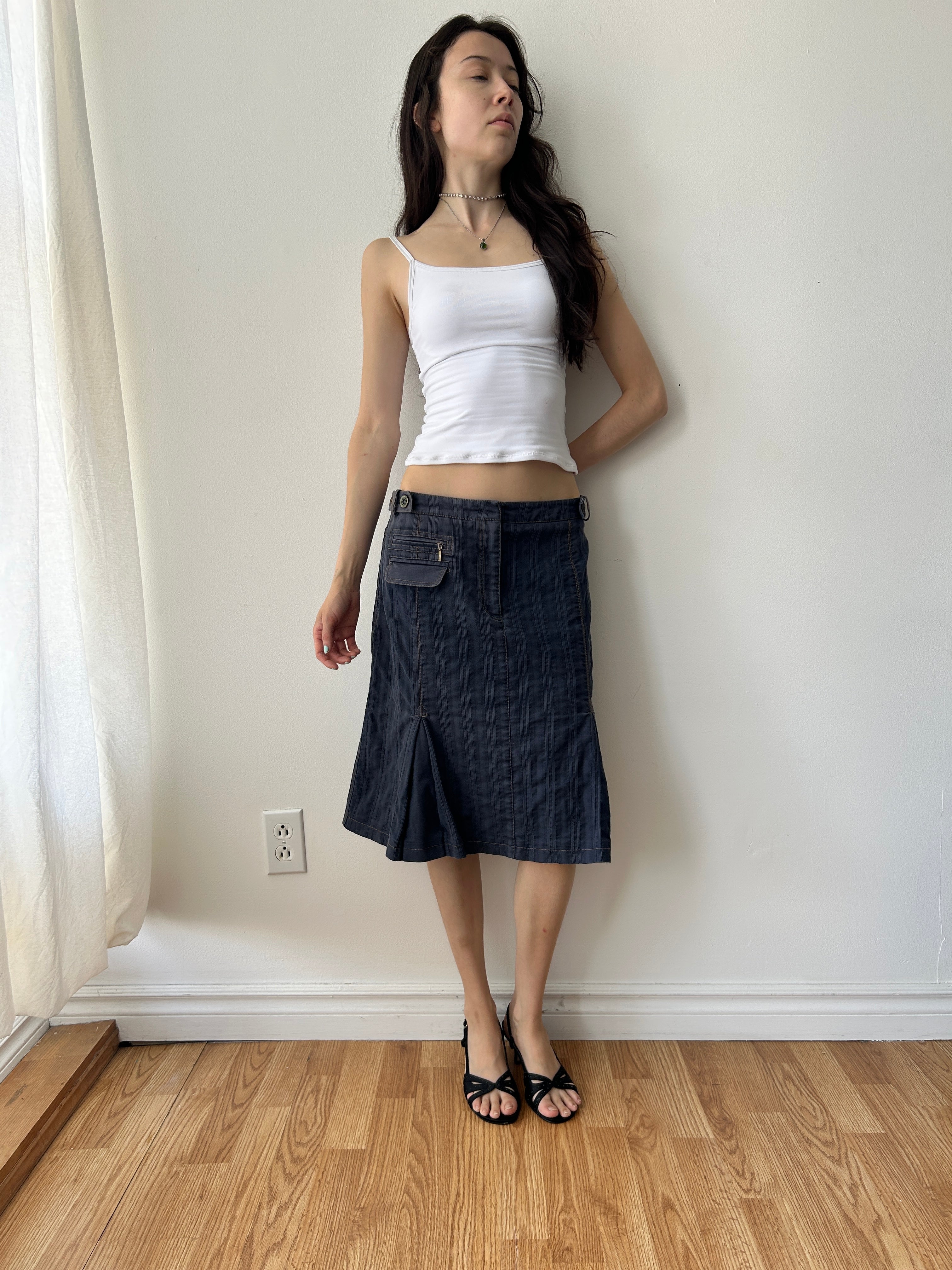 Y2K denim skirt with pleats by Marie Claire