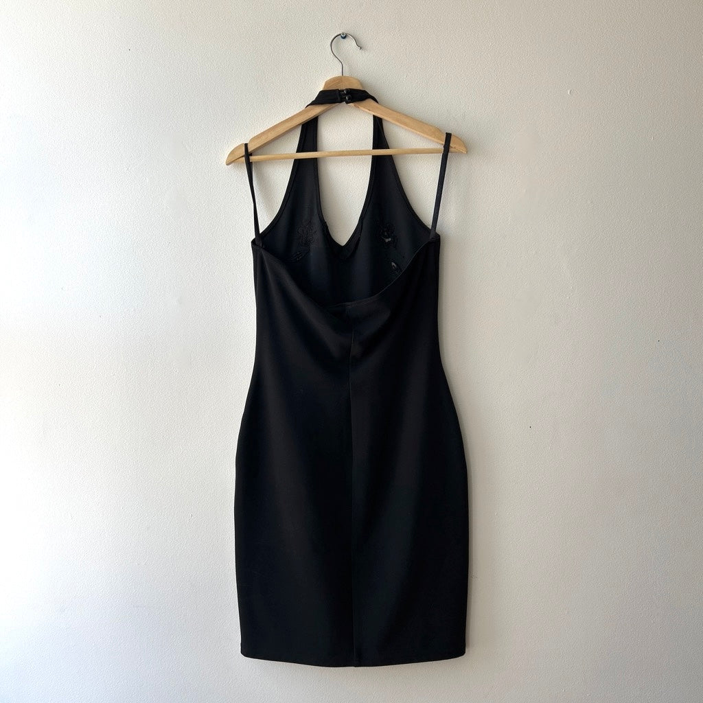 Vintage halter neck dress with floral appliqué by J. Ribkoff couture