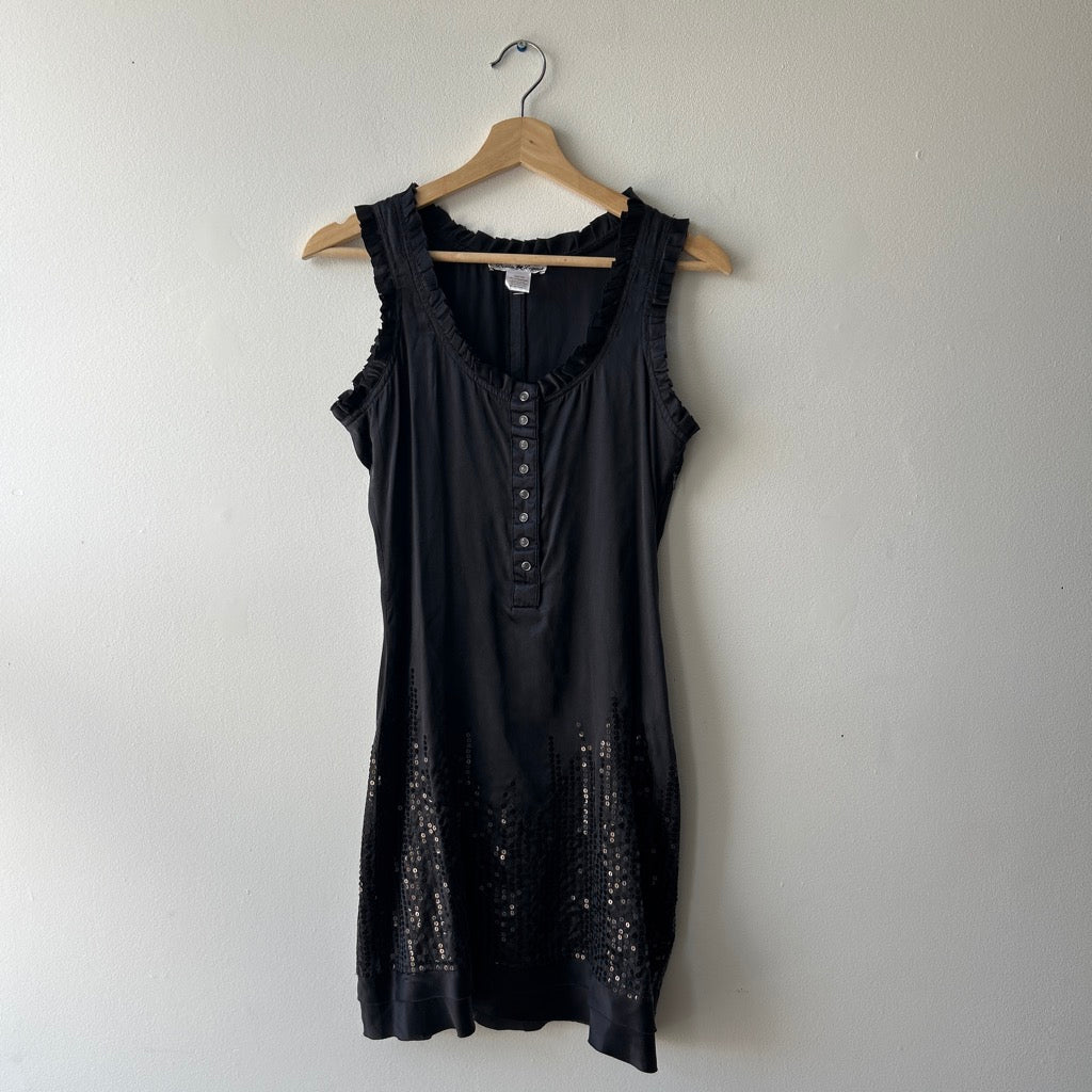 deadstock black sequin midi silk dress by parasuco