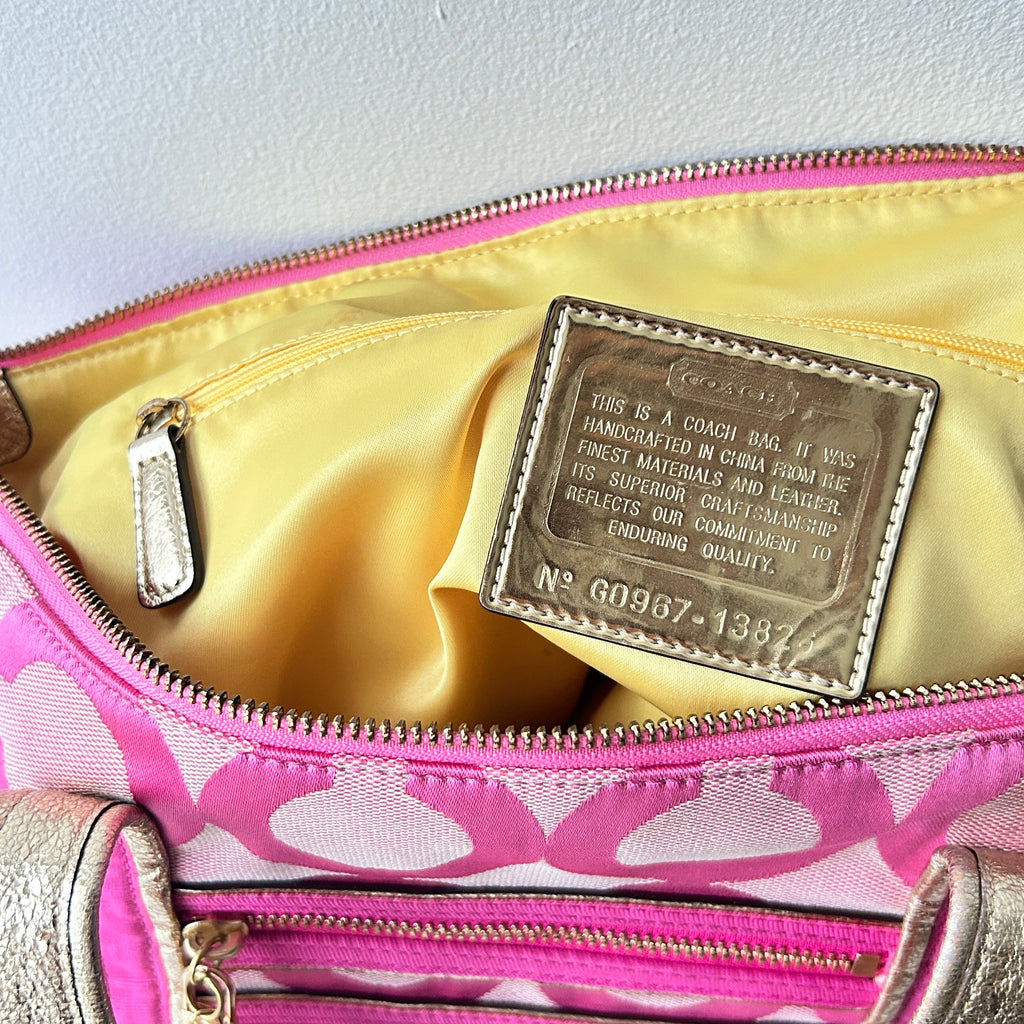 2000s coach op-art poppy glam tote in pink