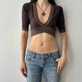 2000s glitter trim crop top