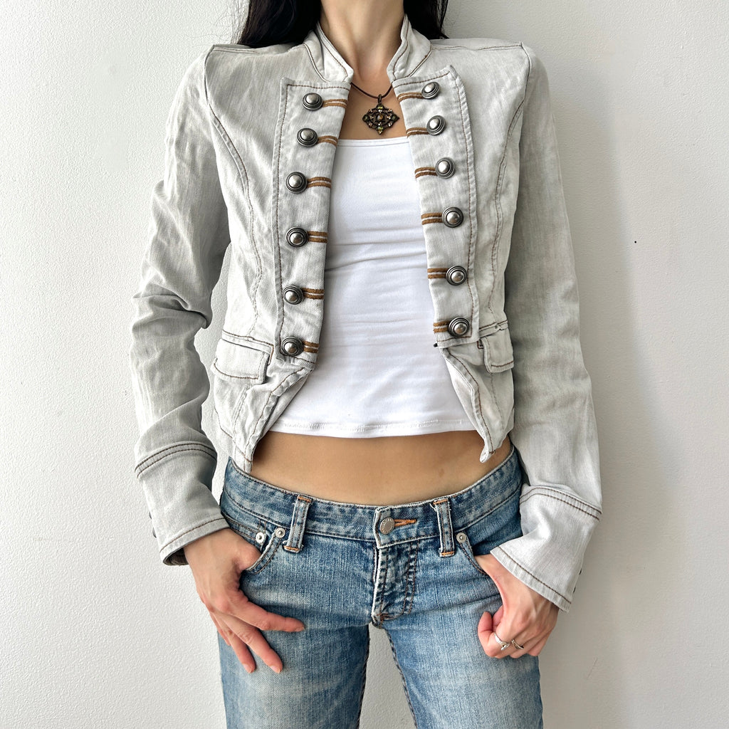 2000's denim military jacket by etam