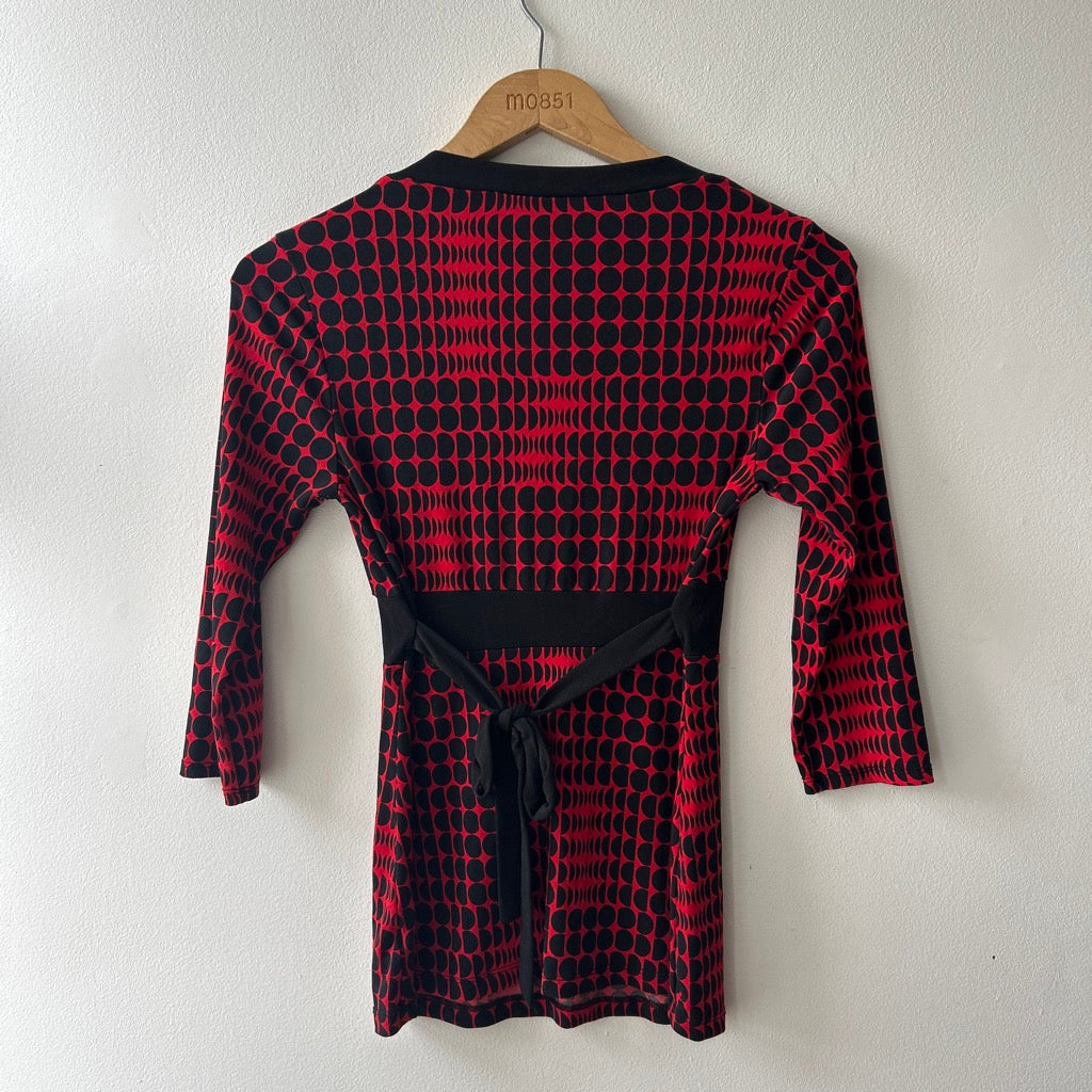 2000s polka dot belted blouse
