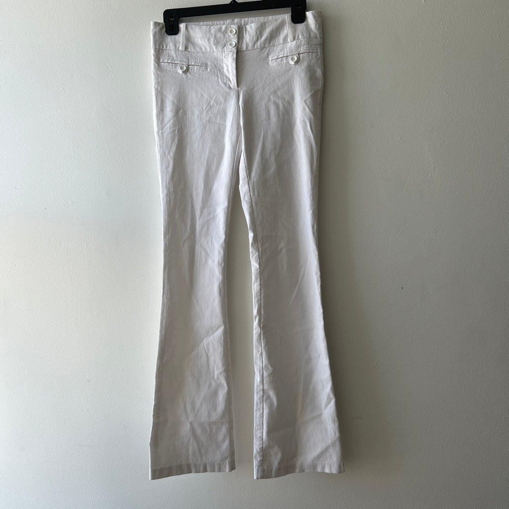 2000s low rise bootcut white pants