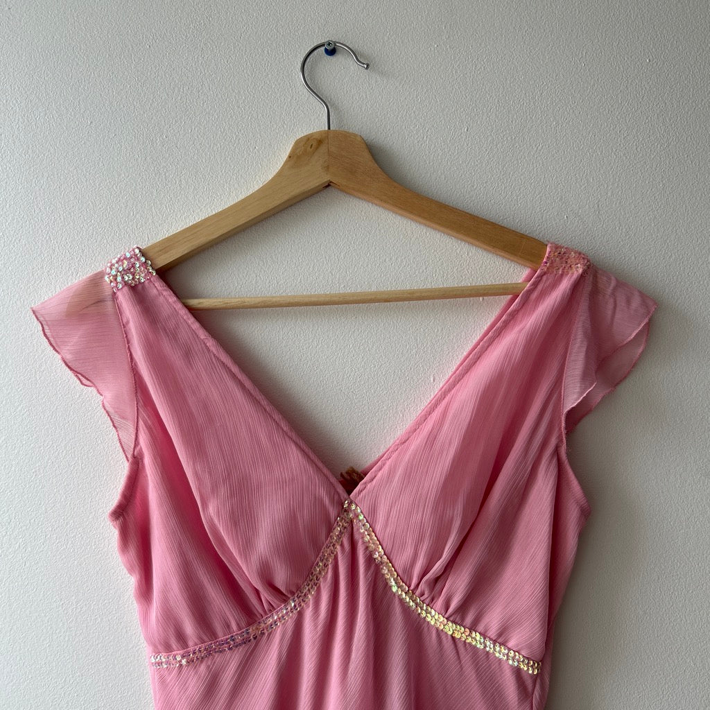 2000s sequin detail pink dress