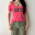 Y2K pink open shoulder top by Guess