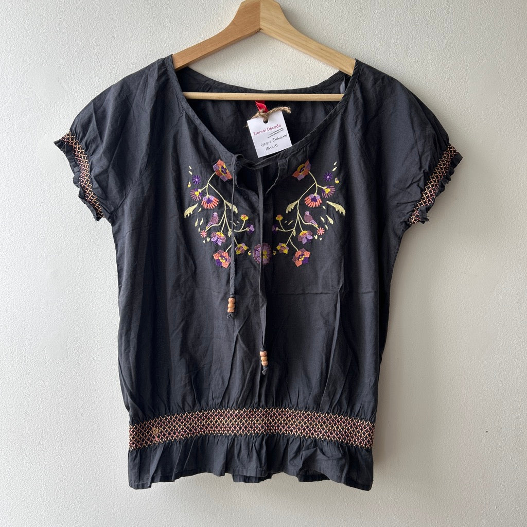 2000s embroidered peasant blouse by H&M