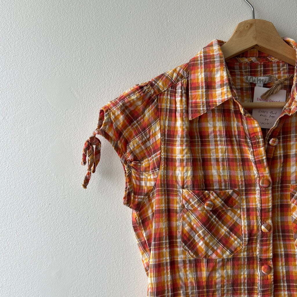 2010s orange plaid dress by mim