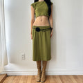 Vintage two piece set with flower belt (up-cycle)