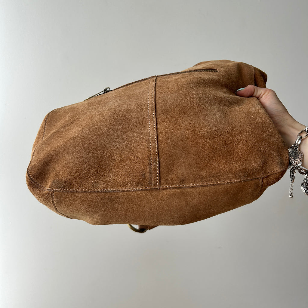 Y2K slouchy brown suede hobo bag by Le Chateau