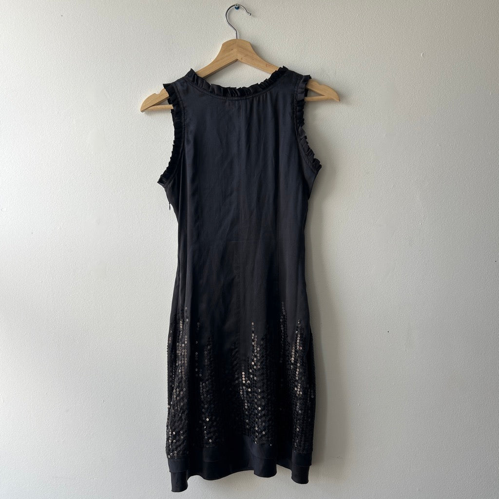 deadstock black sequin midi silk dress by parasuco
