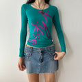Y2K teal blue long sleeve tee by Joshua