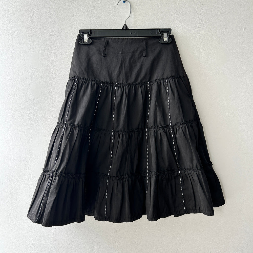 90s pleated midi skirt with contrast stitch