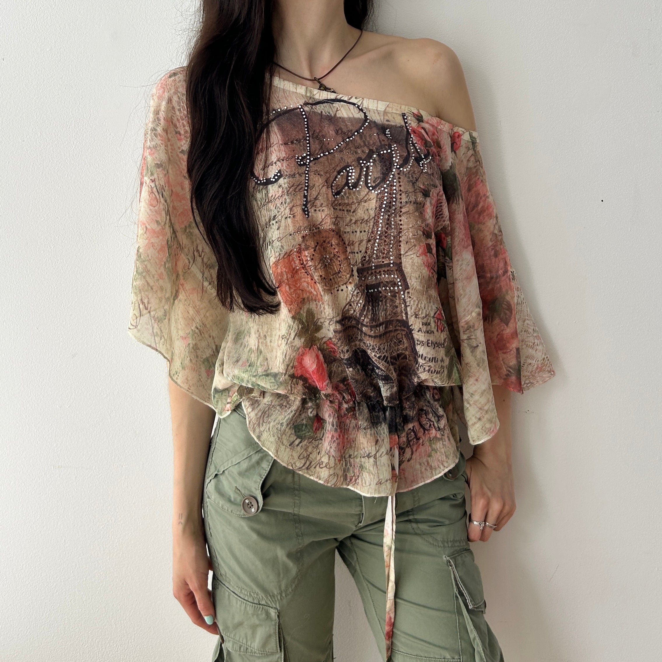 Y2K boho batwing blouse by La Donna