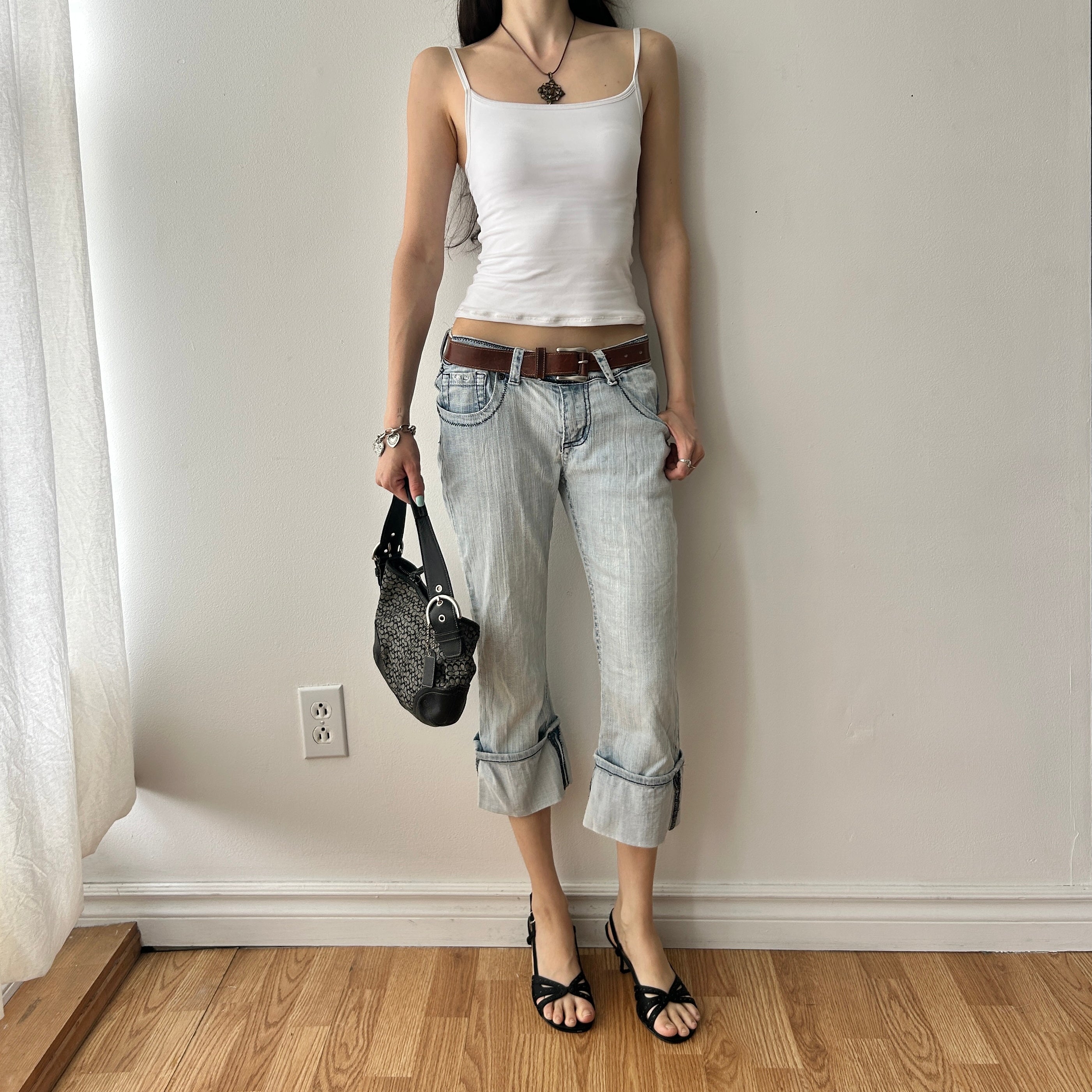 Y2K light wash denim capris by carreli