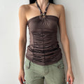 2000s halter neck brown top by No excuse