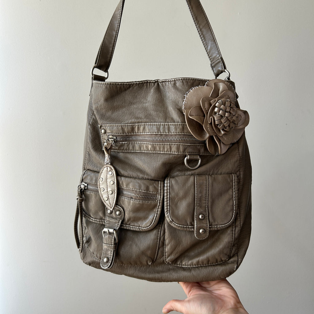 Faux Leather Crossbody Bag with appliqué (re-work)