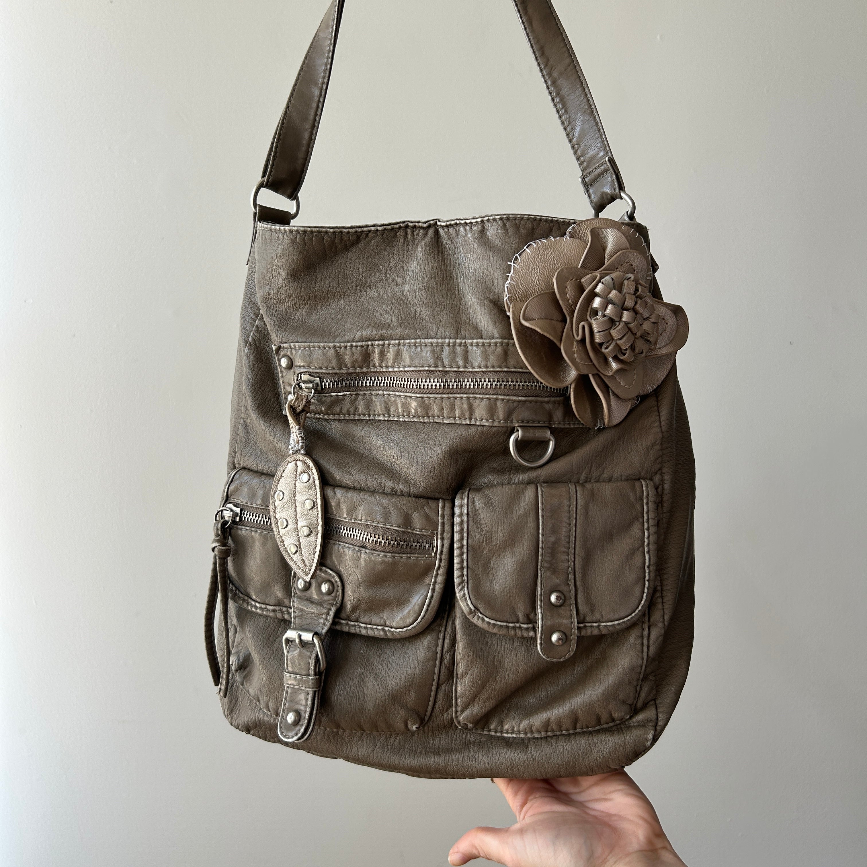 Faux Leather Crossbody Bag with appliqué (re-work)