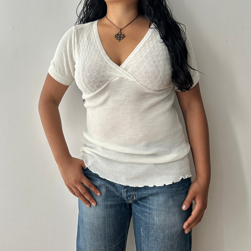 Coquette white knit top by Rosina Marzuola