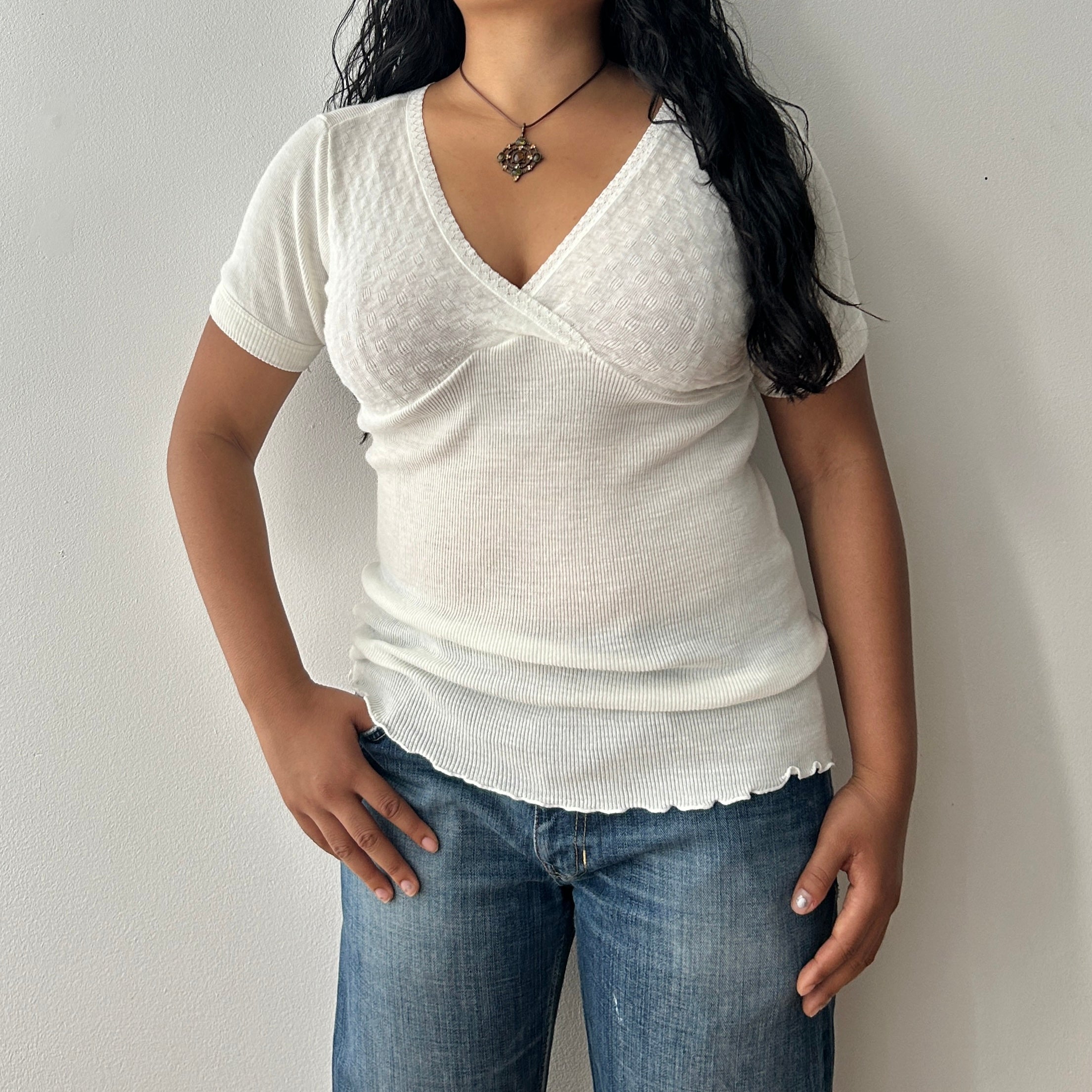 Coquette white knit top by Rosina Marzuola