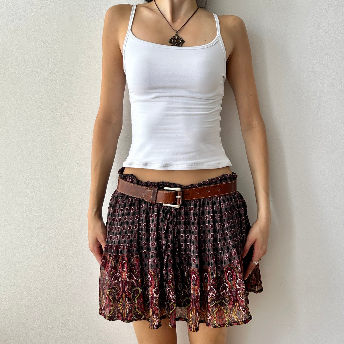 2010s boho mini skirt by F21